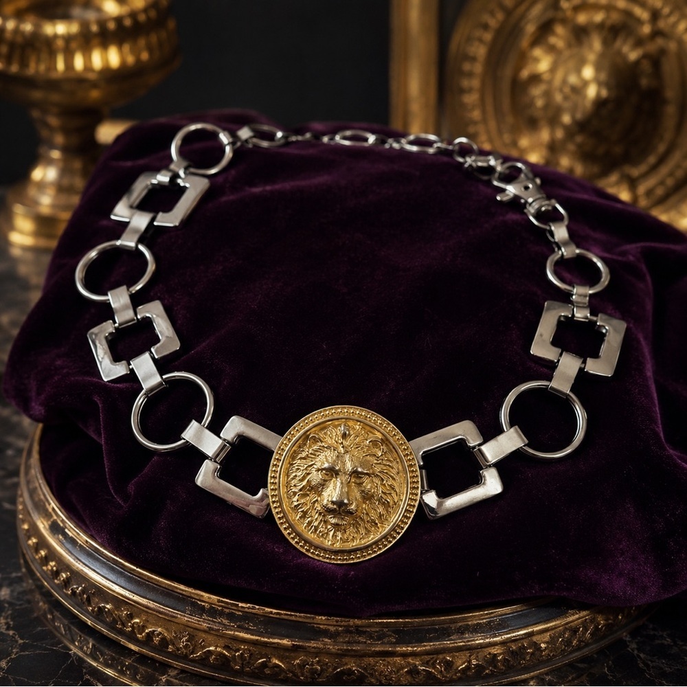 RUBYRUDI • LION OF JUDAH • Couture Lion Medallion Choker Necklace - Luxury OOAK